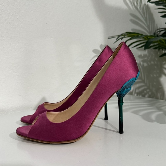 Prada S/S 2008 Fairy Collection Satin Peep-Toe Pumps Size 40 - Picture 2 of 9